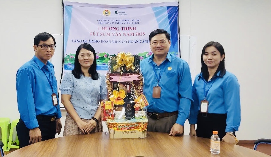 Công đoàn huyện Châu Phú thăm, chúc Tết doanh nghiệp, tặng quà công nhân lao động